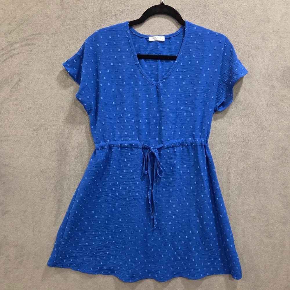 Ekouaer‎ Swiss Dot Blouson Dress Women's Size Medium Sheer Casual Dainty